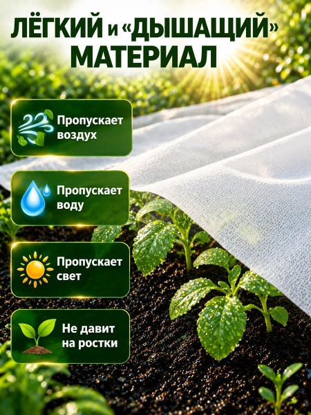 Укрывной материал Грядка в порядке с УФ стабилизатором белый 30 г/м2, 3,2 х 10 м Благодатное Земледелие